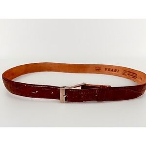 Veari Brown Croc Embossed Leather Belt Size 36 Made In Mexico